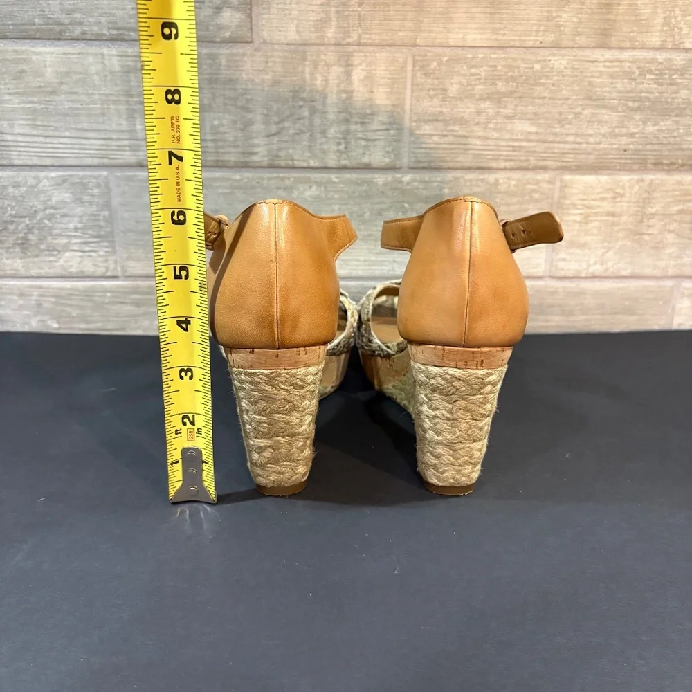 Cole Haan Leather Snake‎ Skin Espadrille Platform Wedge Sandals Size 8B